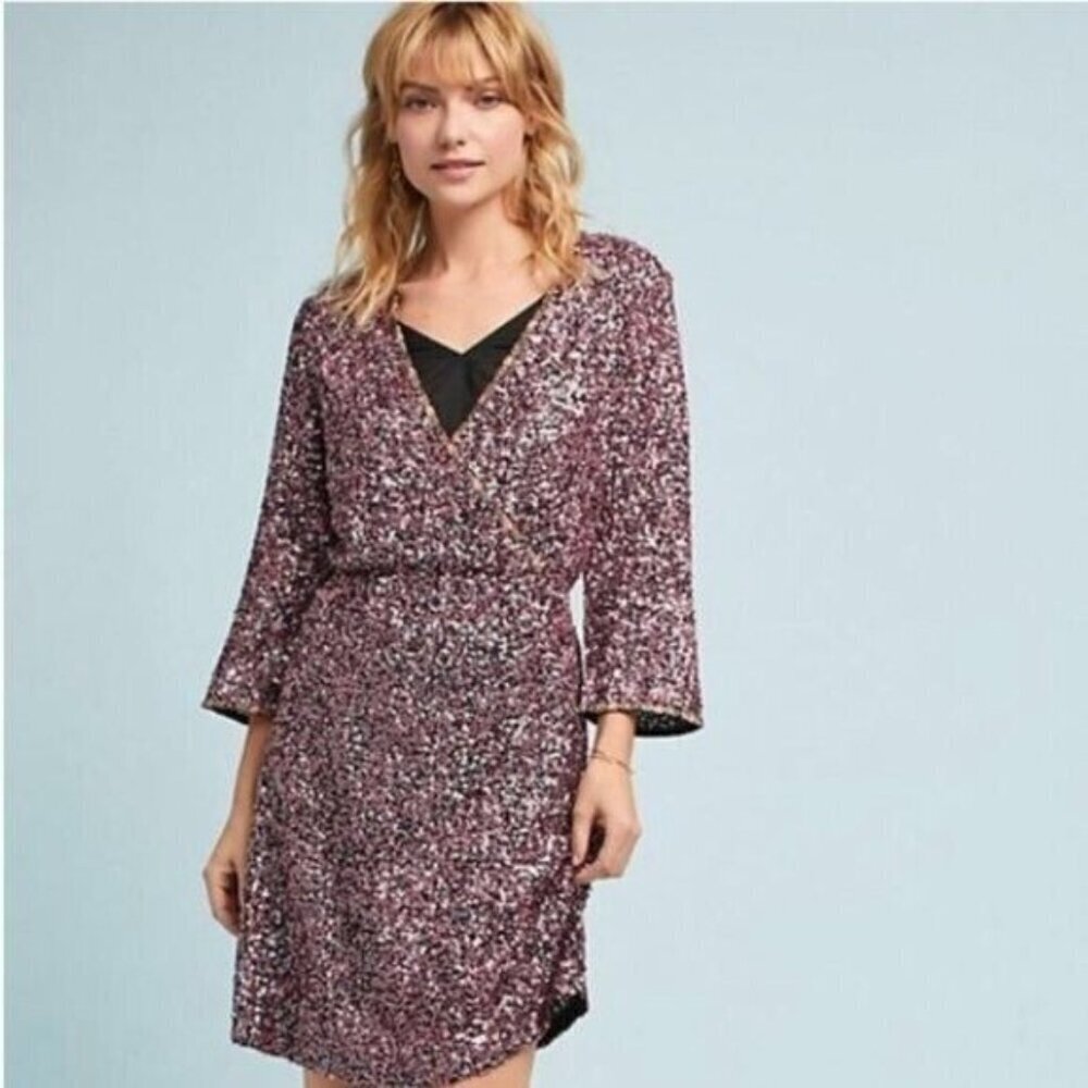 Anthropologie by Varun Bahl Sequined Wrap Dress‎ - Size 6